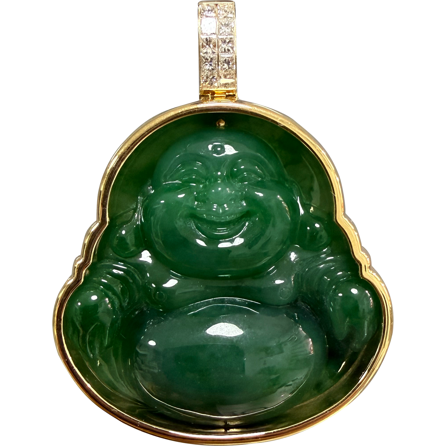 INTENSE GREEN LAUGHING BUDDHA